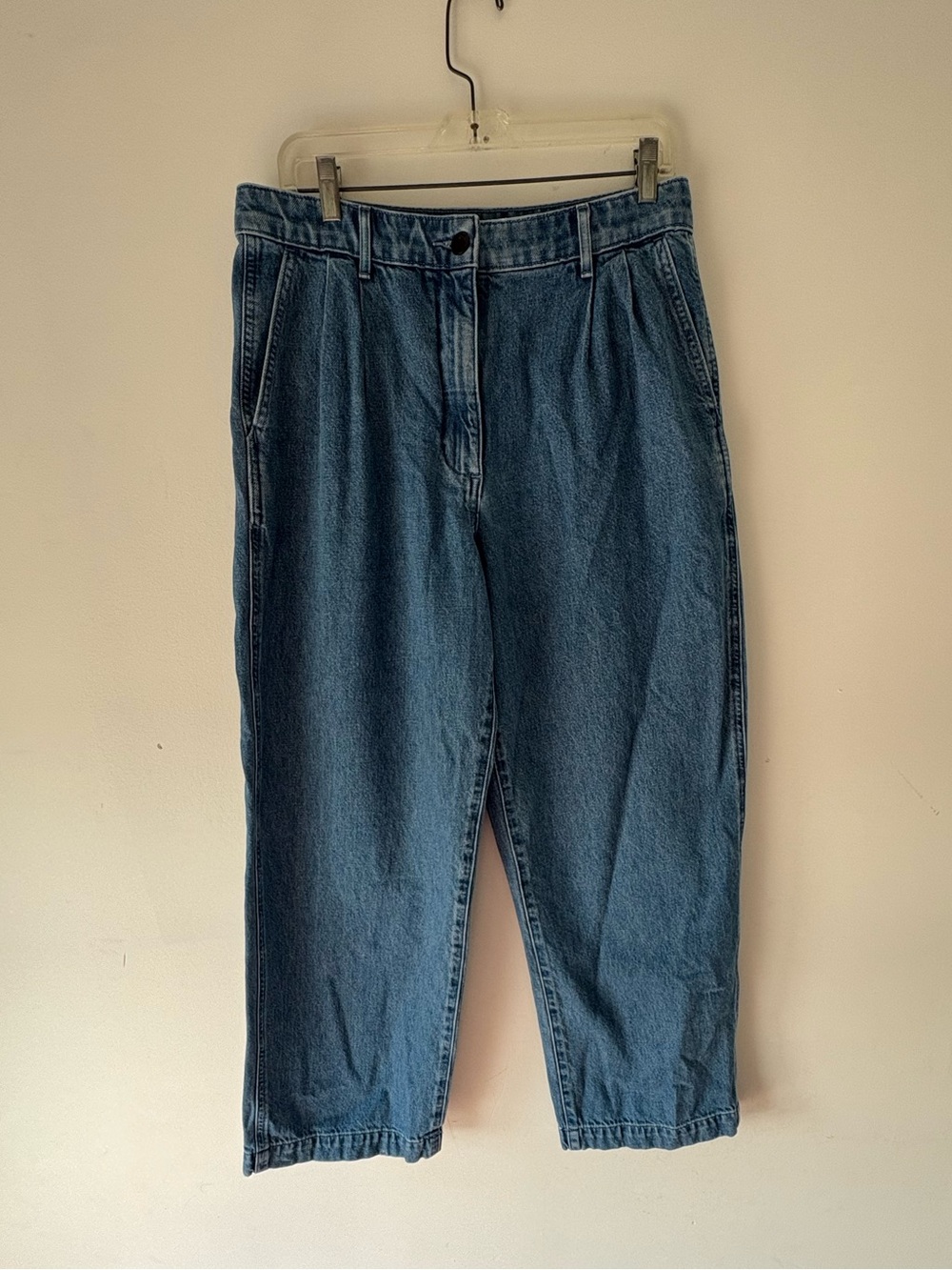 Aritzia Wilfred Free Embark Jeans Ocean Medium Blue High Rise Pleated Wide Leg